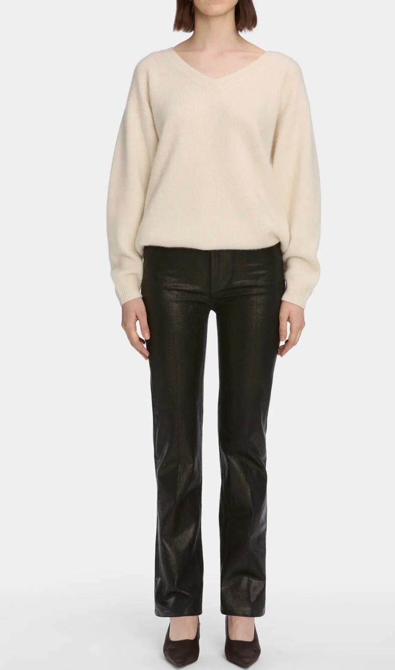 Frame Denim Le Sleek Straight Jean in Mood Ring Coated Black 28 - Picture 2 of 5